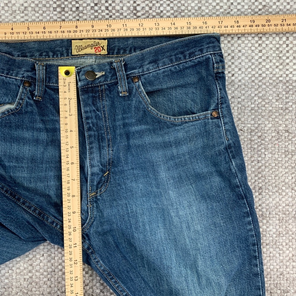 Wrangler 20X Jeans Mens 33x30 Blue 01 Competition Relaxed Fit Distressed Frayed - Picture 6 of 7